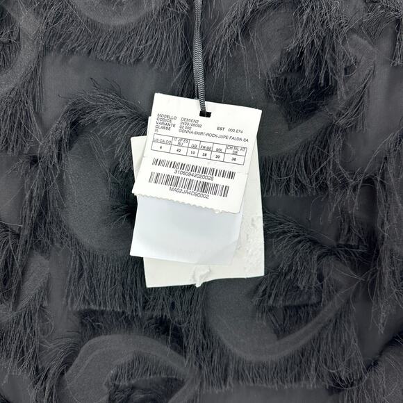 Marella Demien Mini Skirt Black Fringe High Waist Party Straight Pencil US 6 NWT - Picture 16 of 16